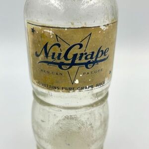 RARE Vtg Canadian NuGrape Soda Bottle Heavy Glass 6 oz 1930s PURE GRAPE JUICE
